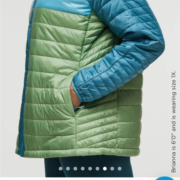 Capa Women's 1X Insulated Hooded Jacket Blue Light Green NWT Puff Puffer Puffy - Picture 11 of 16